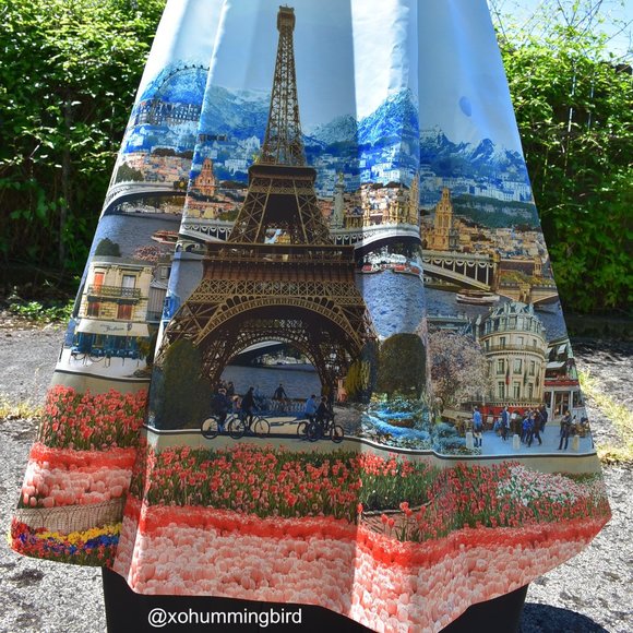 Alice + Olivia | Paris Collage Multi Print Long Dress - Picture 7 of 16